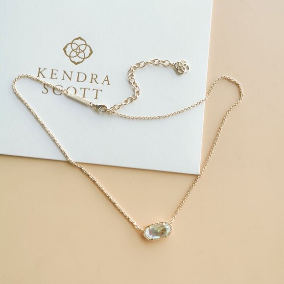 Kendra Scott Elisa Gold Dichroic Glass Pendant Necklace Jewelry - Picture 3 of 4